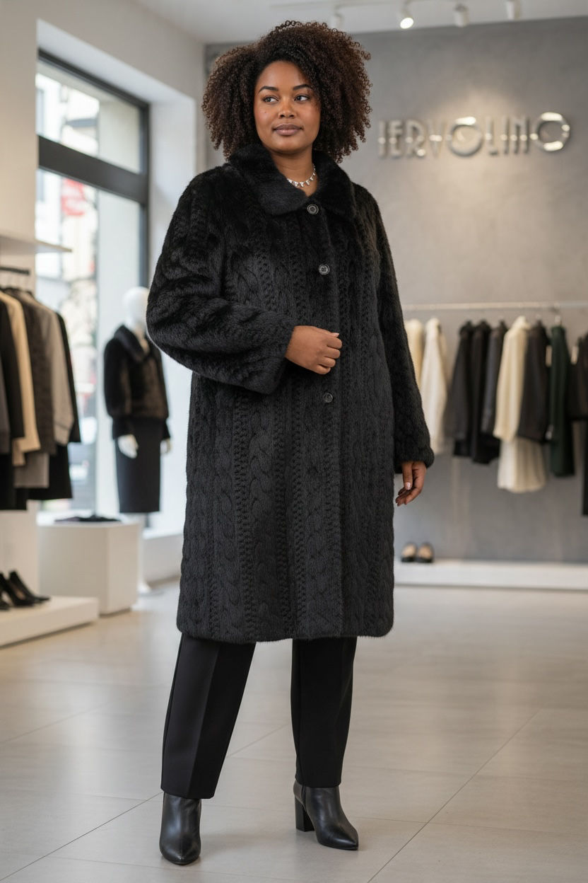 Ecopelliccia cardigan – abbigliamento donna taglie comode, Iervolino Napoli
