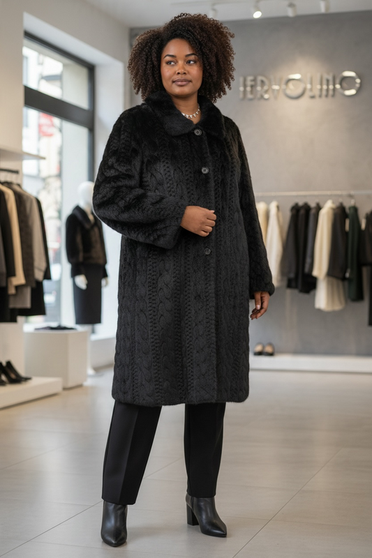 Ecopelliccia cardigan – abbigliamento donna taglie comode, Iervolino Napoli