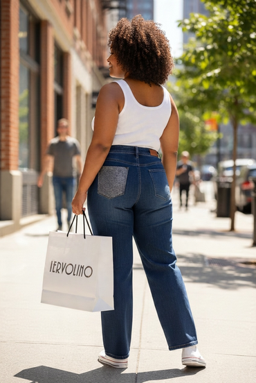 Jeans con tasca strass – foto 2