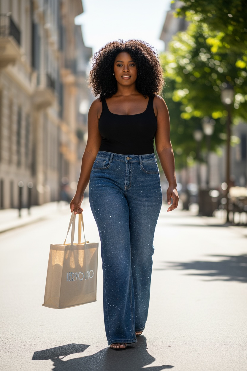 Jeans con strass – abbigliamento donna taglie comode, Iervolino Napoli